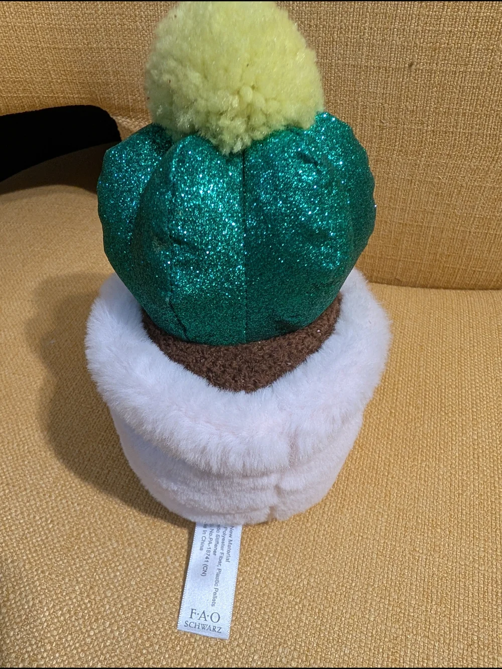 FAO Schwarz Sparklers Plush Green Glitter Cactus NWT Cute Happy 7 Inch